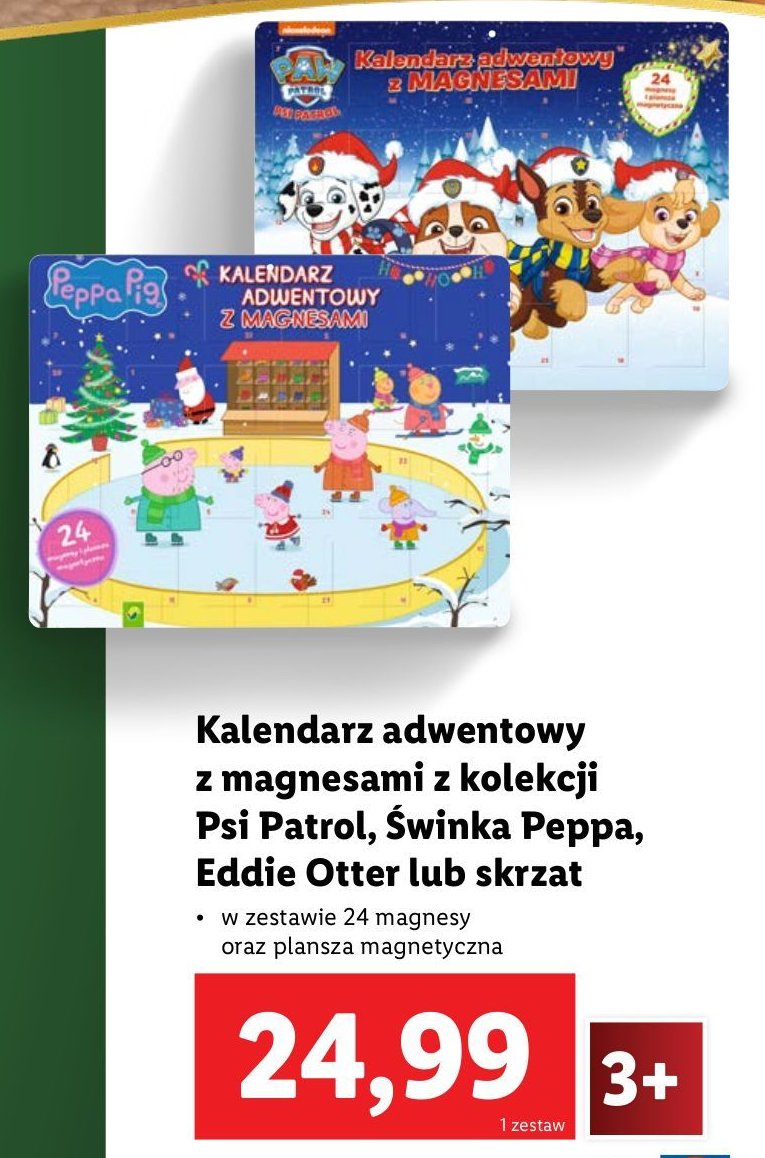 Kalendarz adwentowy z magnesami psi patrol promocja w Lidl