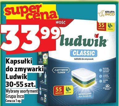 Kapsułki do zmywarki Ludwik 30-55 szt. promocja w TOPAZ