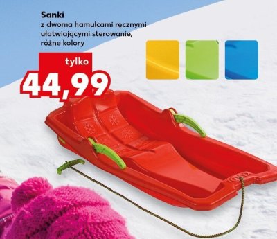 Sanki z dwoma hamulcami ręcznymi ułatwiającymi sterowanie, różne kolory promocja w Kaufland