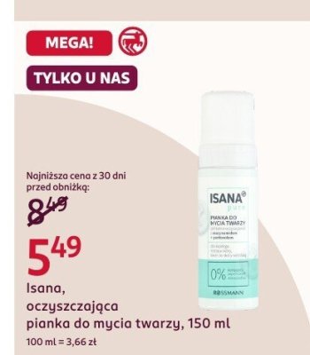 Pianka do mycia twarzy Isana, oczyszczająca pianka do mycia twarzy, 150 ml promocja w Rossmann