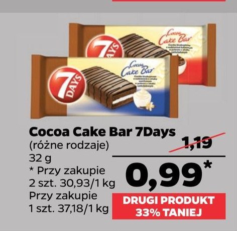 Ciastko z nadzieniem kakaowym 7 days cake bar promocja