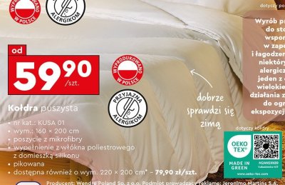Kołdra puszysta 160x200 cm promocja w Biedronka