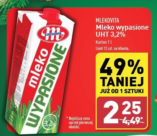 Mleko 3.2% Mlekovita wypasione promocja w Aldi