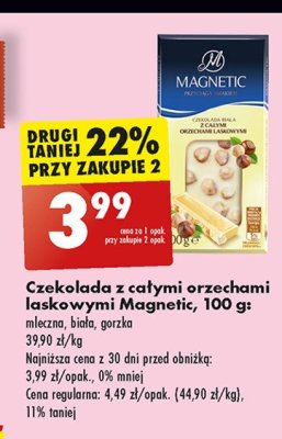Czekolada mleczna z orzechami Magnetic promocja