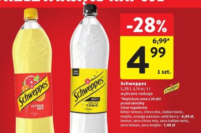 Napój Schweppes wybrane rodzaje promocja w Intermarche