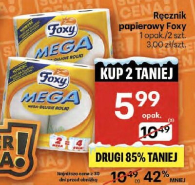 Ręcznik papierowy Foxy 1 opak./2 szt. promocja w Delikatesy Centrum