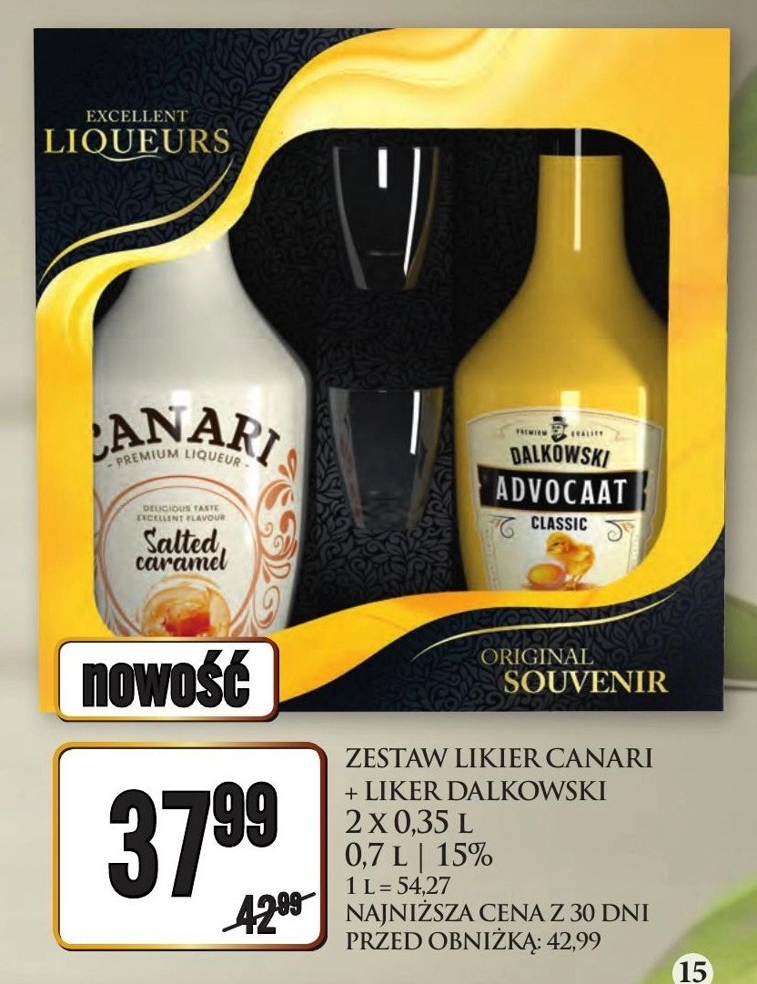 Likier + 2 kieliszki Canari salted caramel + dalkowski promocja