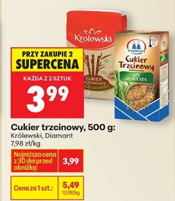 Cukier trzcinowy, 500 g: Królewski, Diamont promocja w Biedronka
