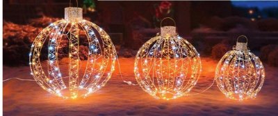 Zestaw bombek świetlny wewnętrzny/zewnętrzny 3 szt. wys. 38/49/61 cm, 360 LED promocja w Makro