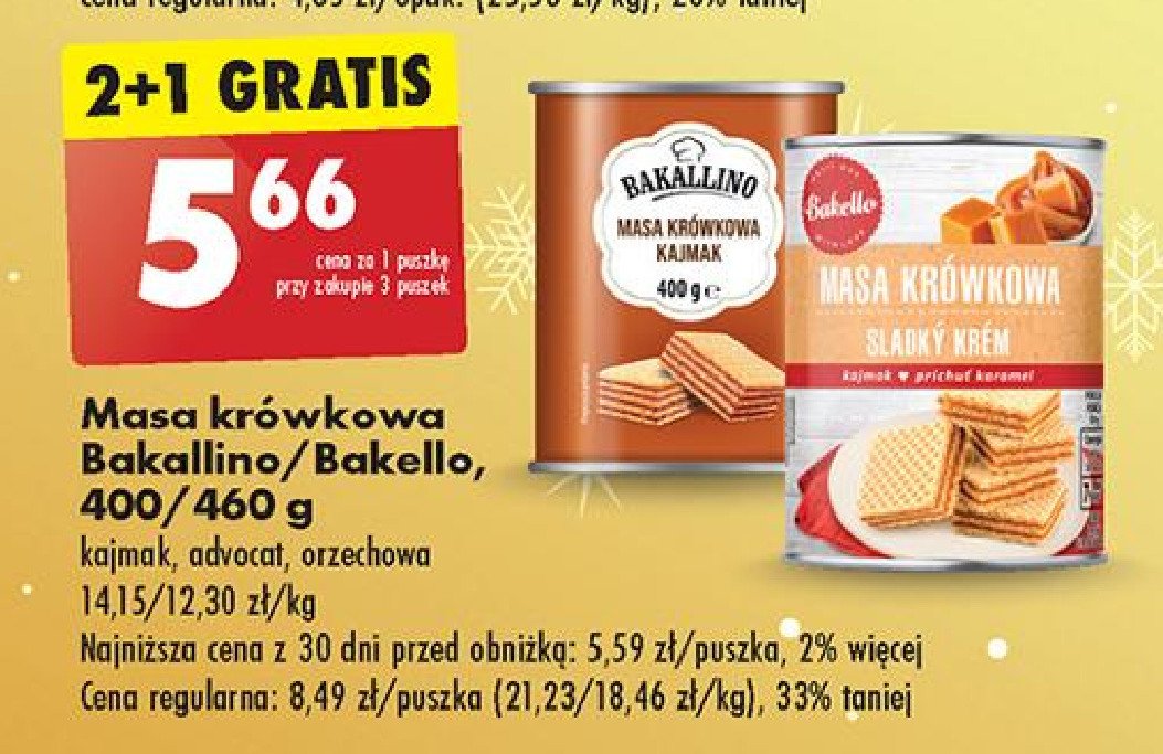 Masa krówkowa kajmak Bakello promocja