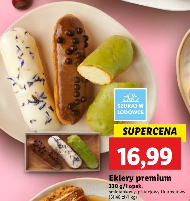 Eklerki premium: śmietankowy + pistacjowy + karmelowy promocja