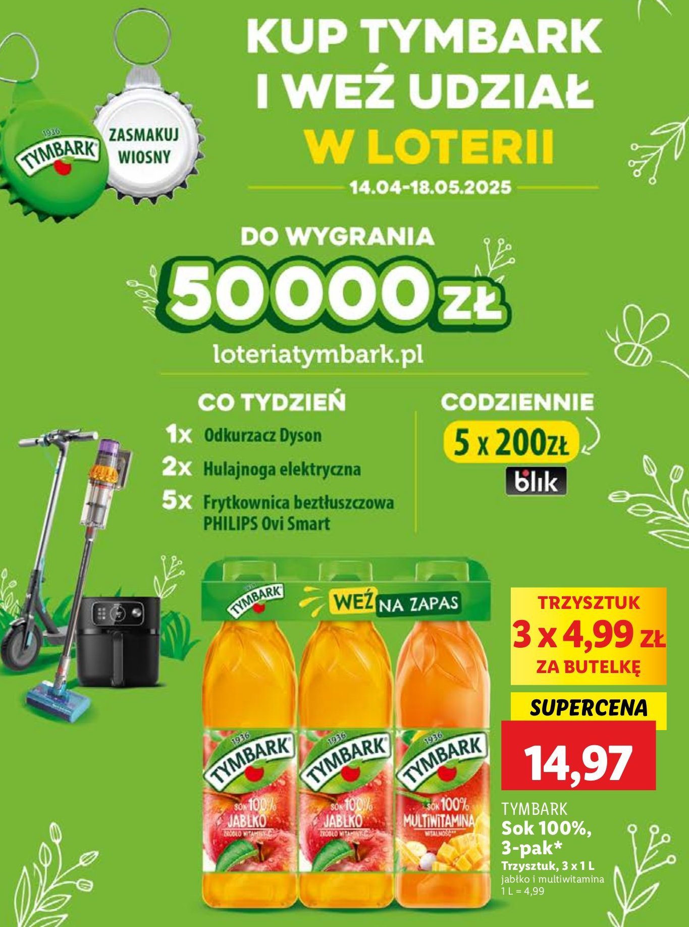 Sok jabłkowy 2 szt + multiwitamina Tymbark 1936 promocja w Lidl