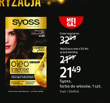 Farba do włosów Syoss czekoladowy brąz 4-86 oleo intense promocja