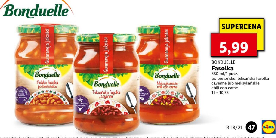 Danie na ciepło meksykańskie chili con carne Bonduelle promocja