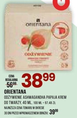 Krem odżywienie aswagandha papaja Orientana do twarzy 40 ml promocja w Drogerie Natura
