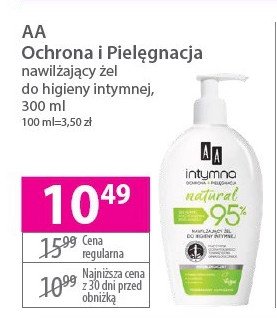 Natural, nawilżający żel do higieny intymnej Aa intymna ochrona + pielęgnacja promocja