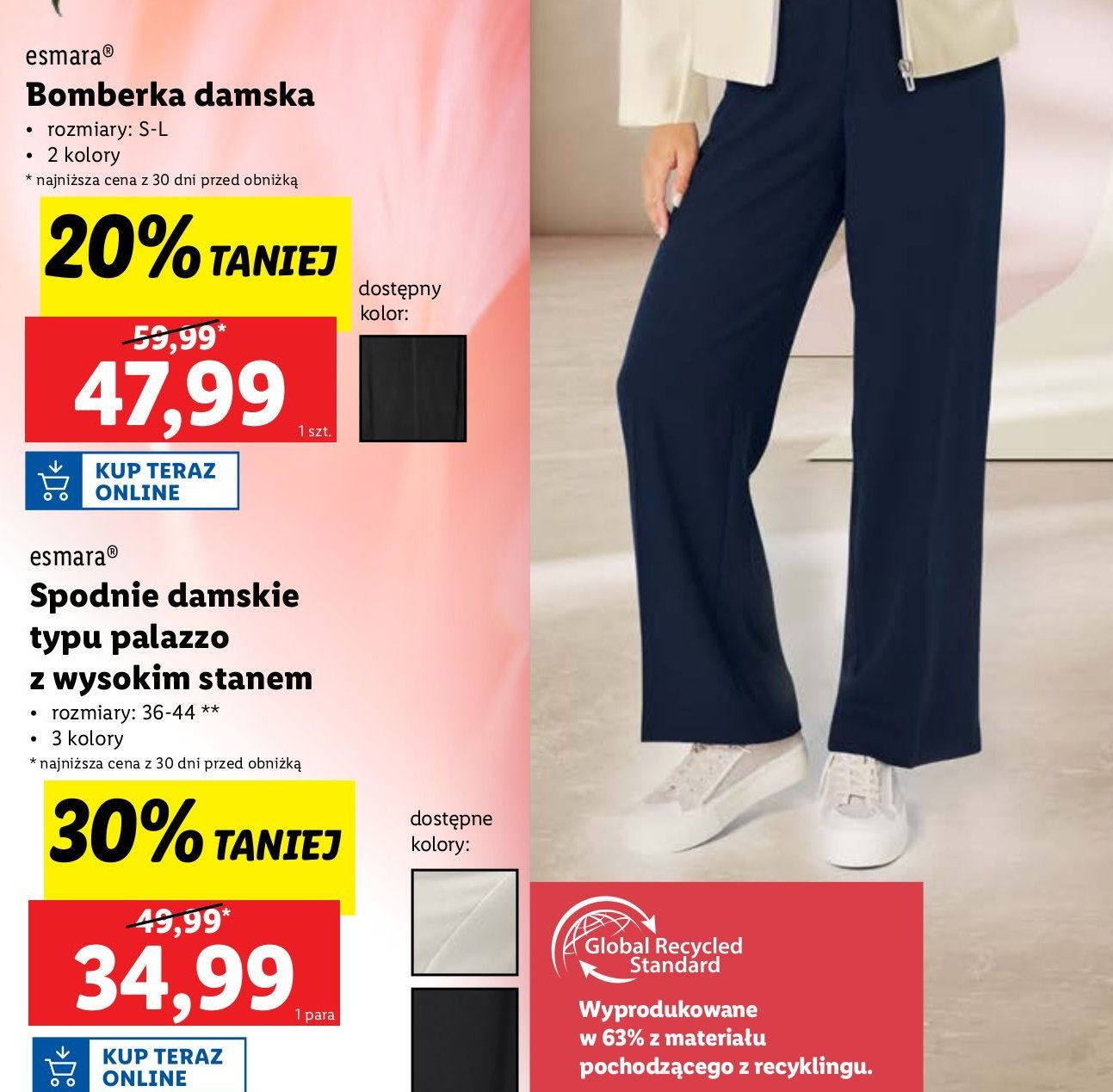 Spodnie jeans damskie wysoki stan rozm. 36 - 44 Esmara promocja