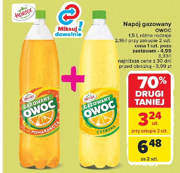 Napój cytryna Hortex gazowany owoc promocja