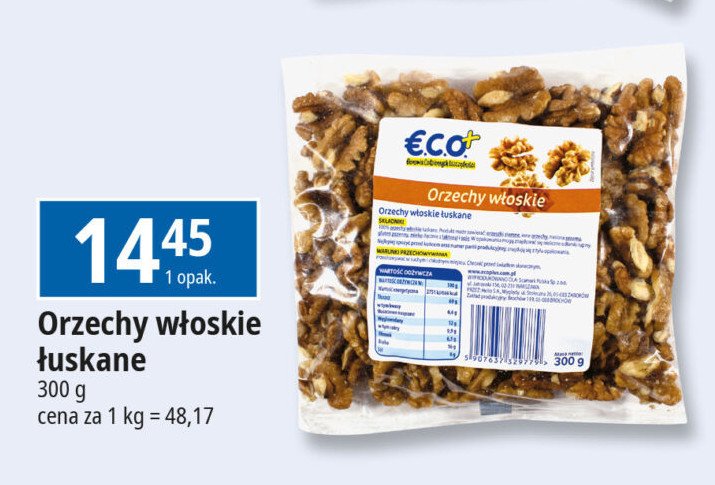 Orzechy włoskie Eco+ promocja w Leclerc