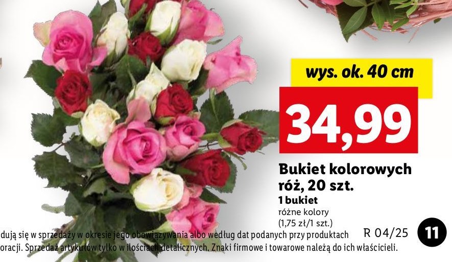 Bukiet róż 40 cm promocja w Lidl