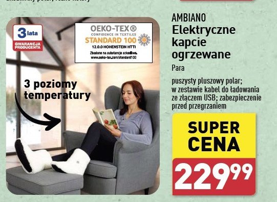 Kapcie ogrzewane AMBIANO promocja w Aldi