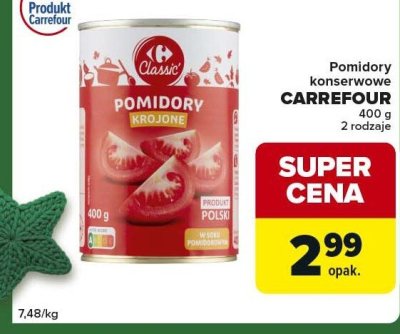 Pomidory konserwowe krojone Carrefour 400 g promocja w Globi