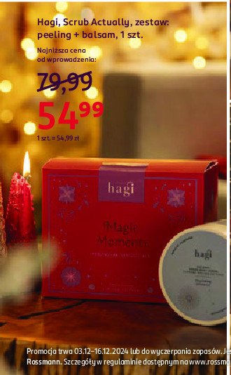 Zestaw magic moments: peeling + balsam HAGI ZESTAW promocja w Rossmann