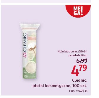 Płatki kosmetyczne naturals organic cotton Cleanic promocja w Rossmann