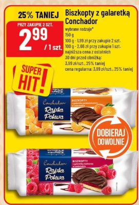 Biszkopty z galaretką Conchador wybrane rodzaje promocja w POLOmarket