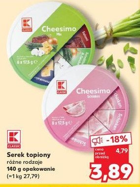 Ser topiony z szynką K-classic cheesimo promocja w Kaufland