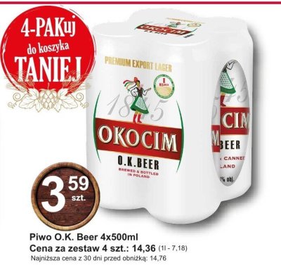 Piwo O.K. Beer 4x500ml promocja w Hitpol