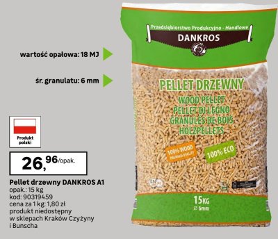 Pellet drzewny DANKROS A1 15kg promocja w Leroy Merlin
