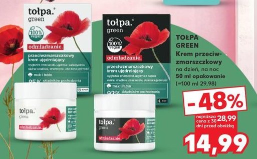 Krem do twarzy na noc ujędrnianie 40+ Tołpa green promocja w Kaufland