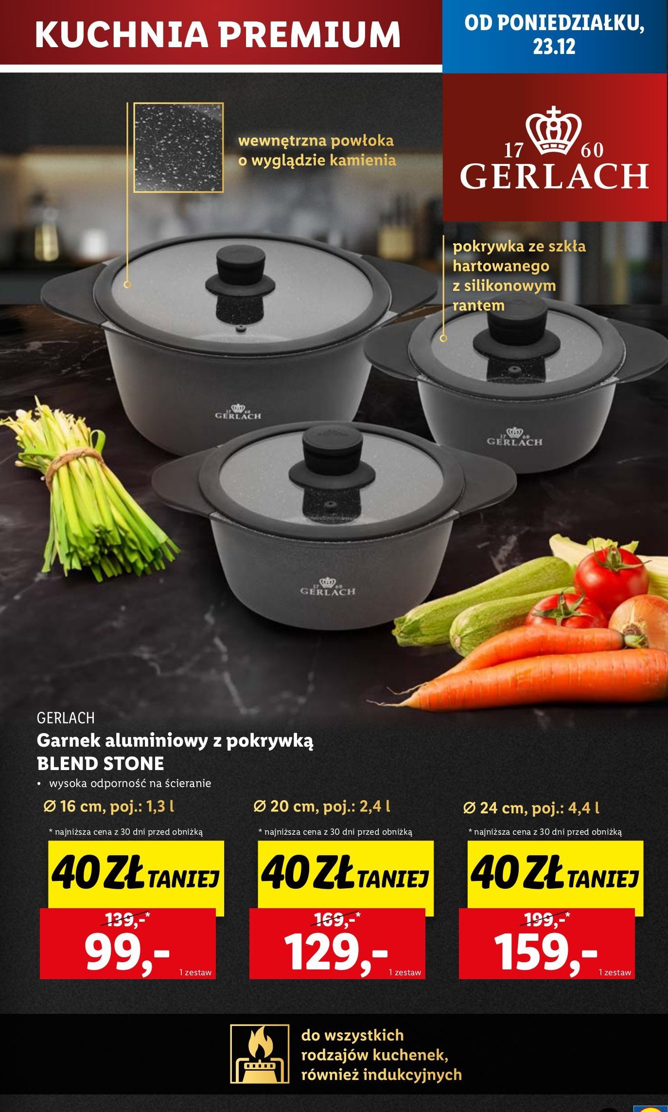 Garnek z pokrywka 24 cm 4.4 l blend stone Gerlach promocja w Lidl