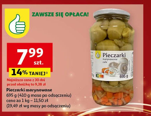 Pieczarki marynowane Podniesiony kciuk promocja w Auchan