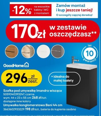 Szafka pod umywalkę Imandra wisząca czarna promocja w Castorama