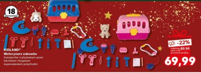 Weterynarz zabawka KIDLAND transporter z pluszowym psem lub kotem i bogatym wyposażeniem przychodoni promocja w Kaufland