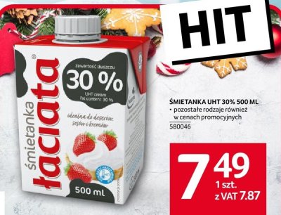 Śmietanka UHT 30% 500 ml promocja w Selgros