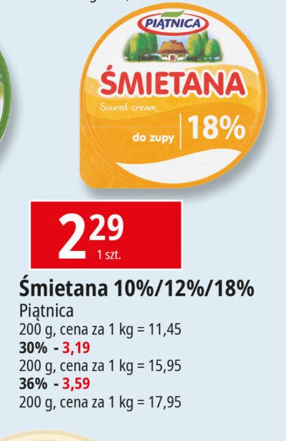 Śmietana 10% Piątnica promocja w Leclerc