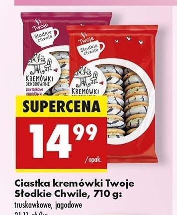 Ciastka kremówki dekorowane jagodowe Twoje słodkie chwile promocja w Biedronka