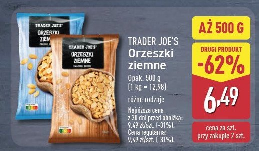 Orzeszki ziemne bez soli Trader joe's promocja