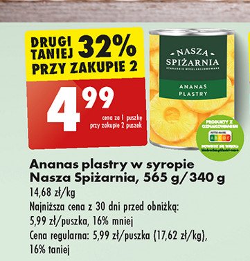 Ananas w lekkim syropie w plastrach Nasza spiżarnia promocja