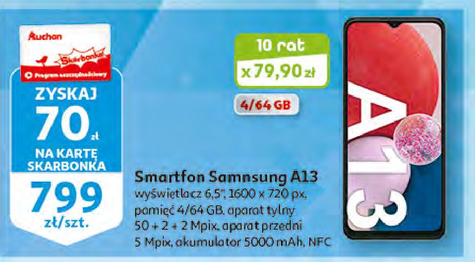 Smartfon a13 Samsung promocja