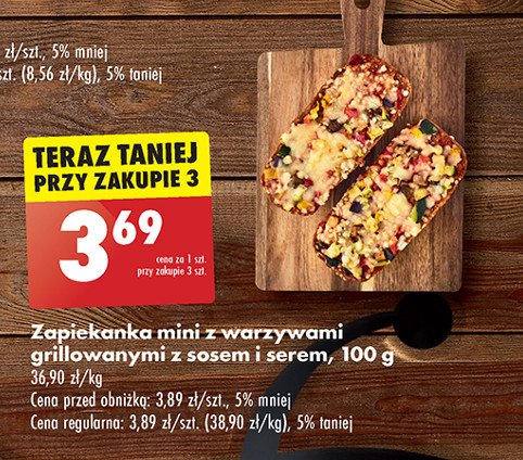 Zapiekanka mini z warzywami grillowanymi z sosem i serem promocja