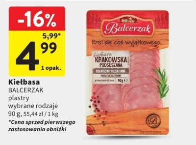 Kiełbasa Balcerzak plastry wybrane rodzaje promocja w Intermarche