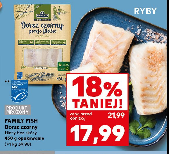 Dorsz czarny filety bez skóry Family fish promocja