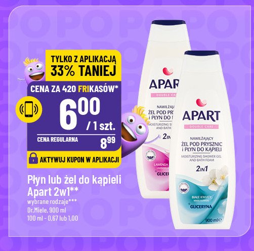 Nawilżający płyn do kąpieli i żel pod prysznic 2w1 białe kwiaty Apart double care promocja w POLOmarket