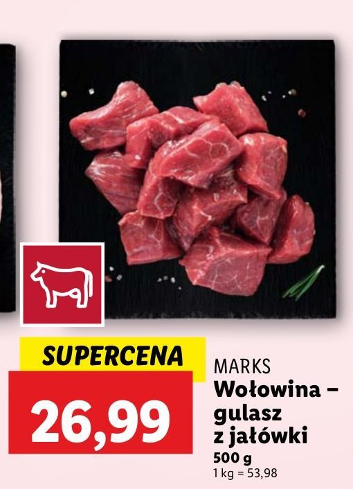 Mięso wołowe na gulasz z jałówki MARKS promocja