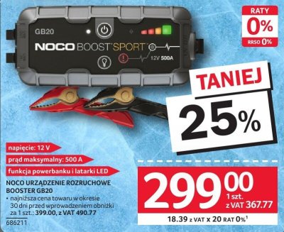 Booster akumulatorowy Noco Boost Sport GB20 promocja w Selgros
