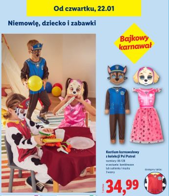 Kostium karnawałowy z kolekcji Psi Patrol promocja w Lidl